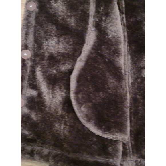 Denim & Co Vest Jacket Women's XL Faux Suede-Fur Trim Pockets Winter Layer Brown - Picture 7 of 13